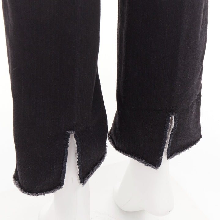 OLD CELINE Phoebe Philo black cotton denim raw  slit straight leg jeans FR36 S