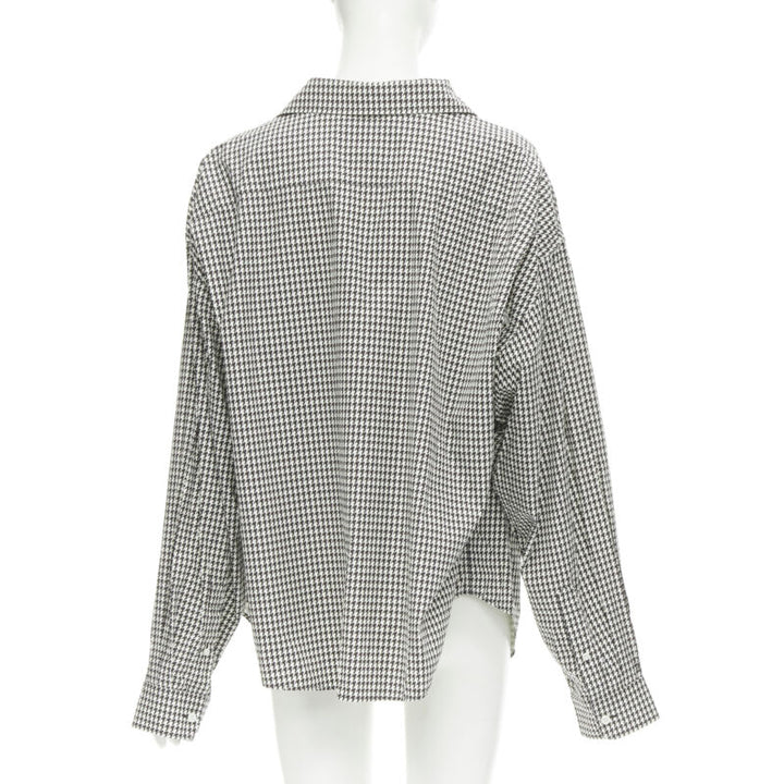 BALENCIAGA 2020 houndstooth logo embroidered pocket Swing shirt FR36 XS