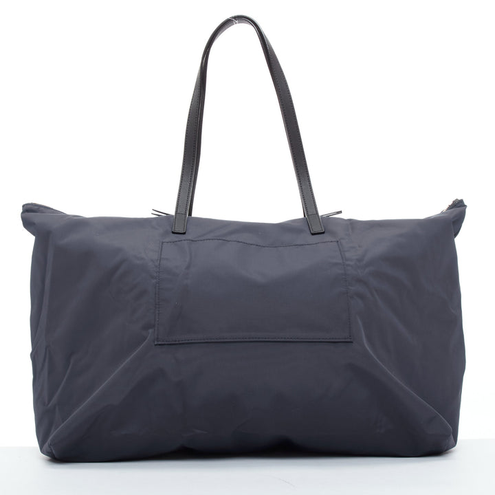 BALLY navy nylon white logo travel luggage foldable shoulder tote bag