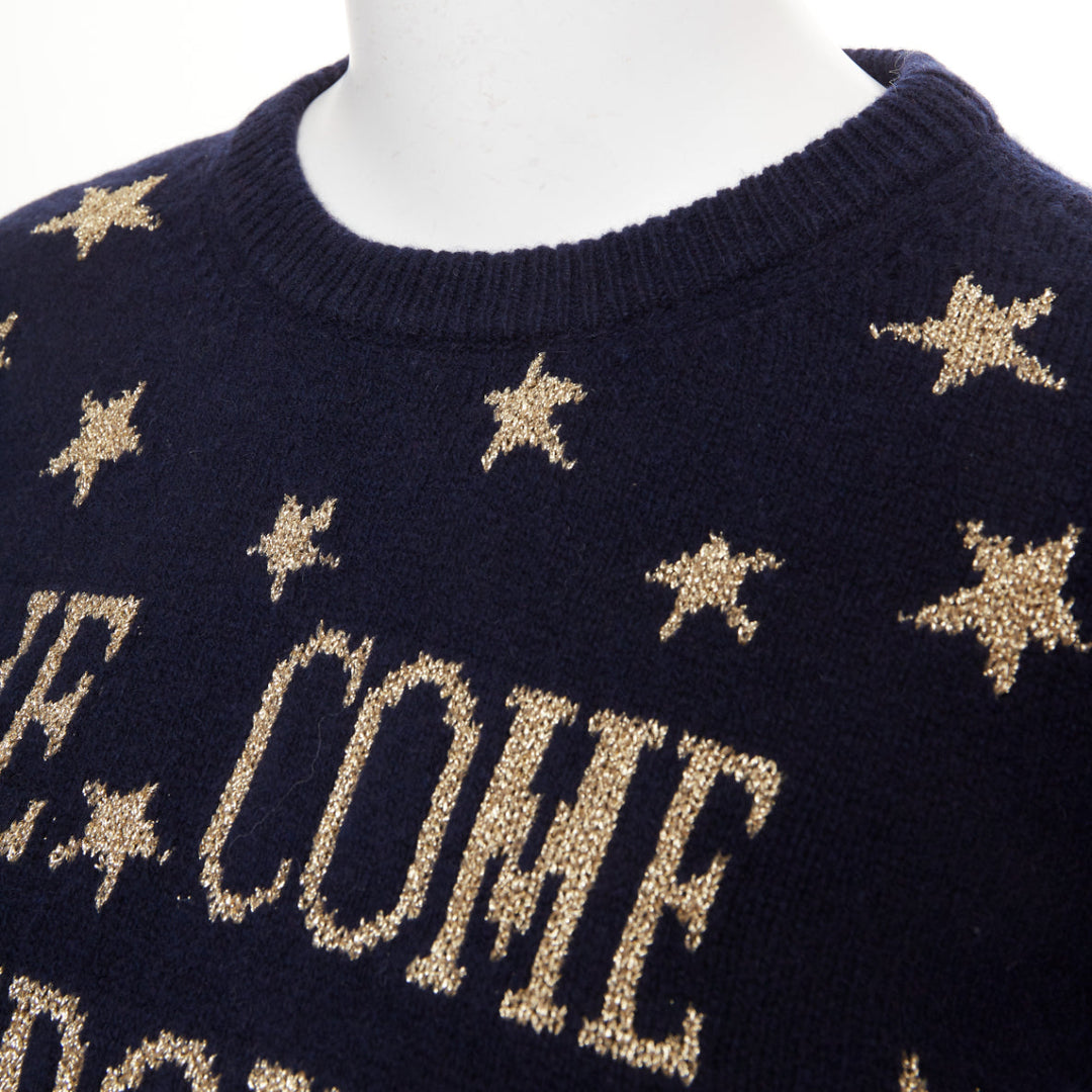 ALBERTA FERRETTI 2019 navy gold cashmere lurex We Come From Stars sweater IT38