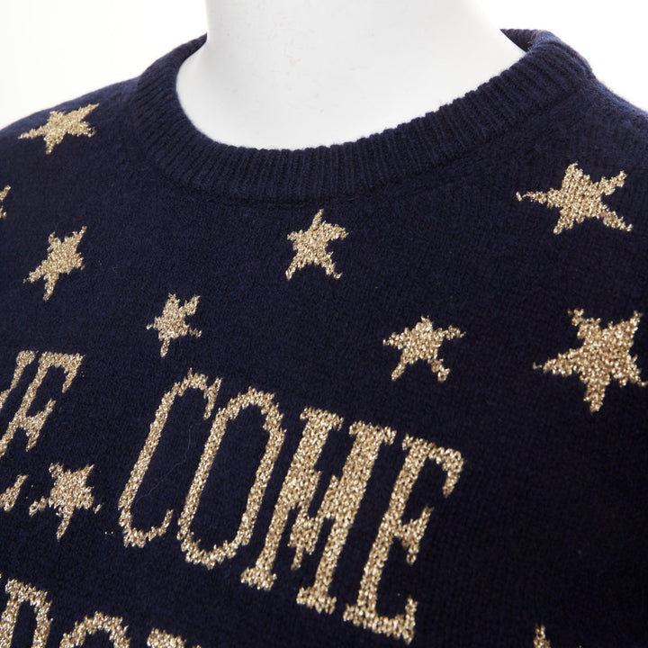 ALBERTA FERRETTI 2019 navy gold cashmere lurex We Come From Stars sweater IT38