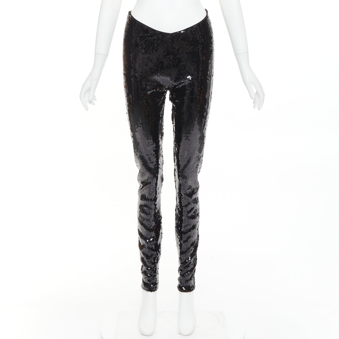 ALEXANDRE VAUTHIER COUTURE SS2025 Runway black sequin stretch legging pants