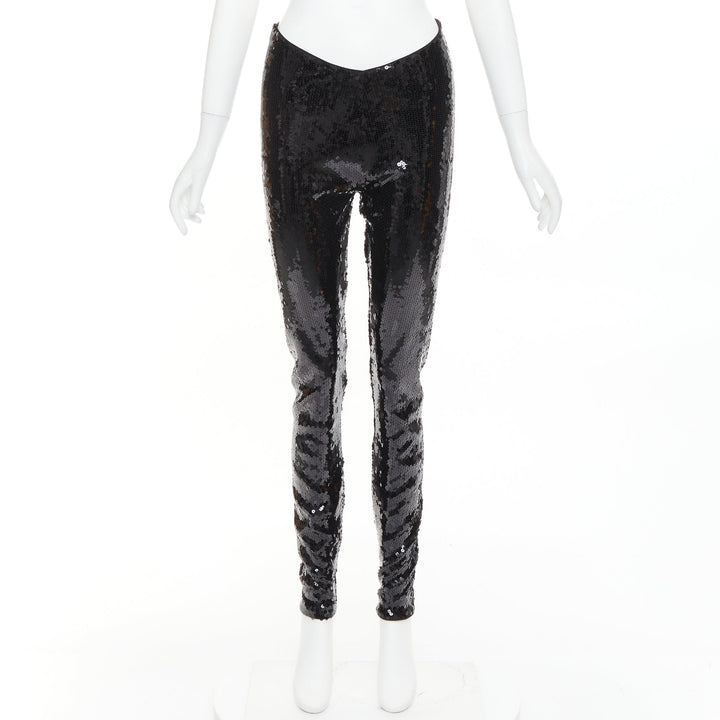 ALEXANDRE VAUTHIER COUTURE SS2025 Runway black sequin stretch legging pants