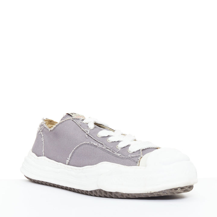 MIHARA YASUHIRO Hank grey canvas OG sole distressed low top sneakers