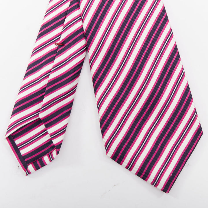 KITON NAPOLI Set of 4 100% silk green pink yellow purple  diagonal stripes tie