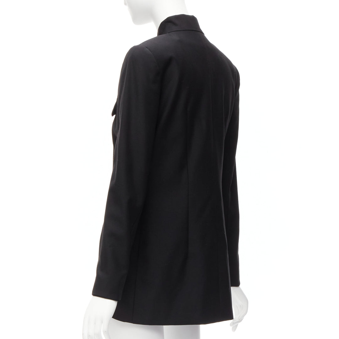 CHRISTIAN DIOR John Galliano 1999 Runway black Mao Mandarin collar jacket FR38 M