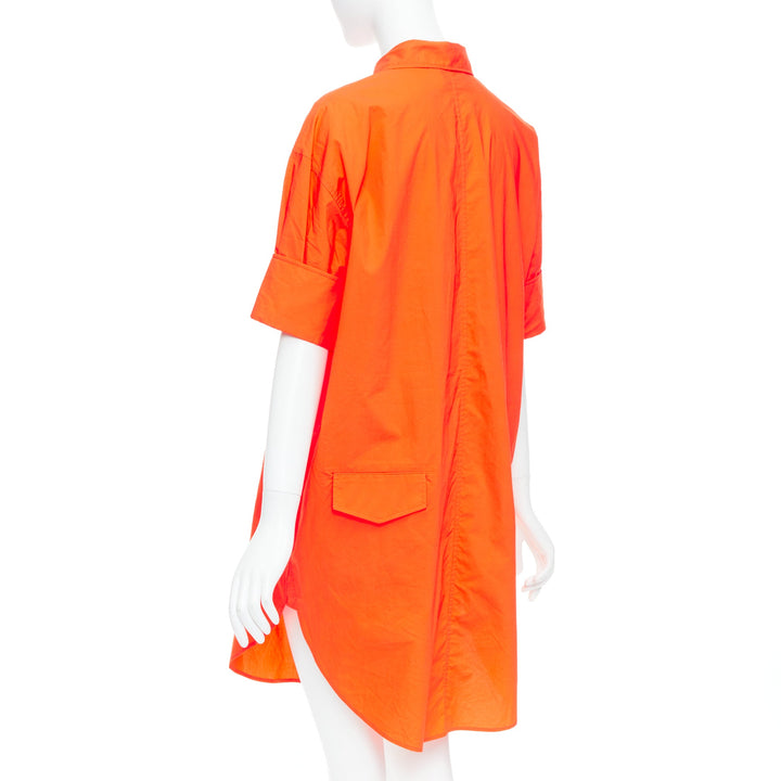 ACNE STUDIOS 2016 Lash Tech Pop neon orange cotton shirt dress FR34 XS