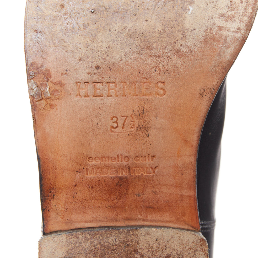 HERMES Jumping Limited red blue colorblocked leather tall riding boots EU37.5