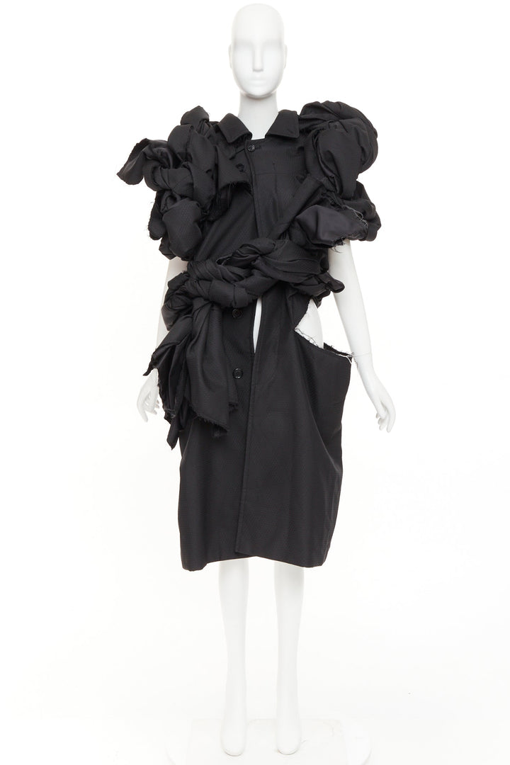rare COMME DES GARCONS 2019 Runway textured knots deconstructed cut out coat S