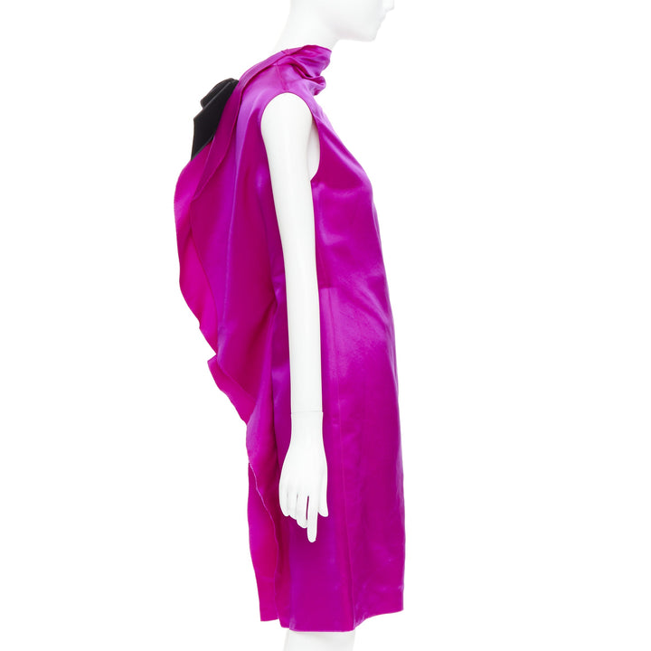 LANVIN 10th Anniversary fuchsia pink 100% silk backless evening dress FR36 S