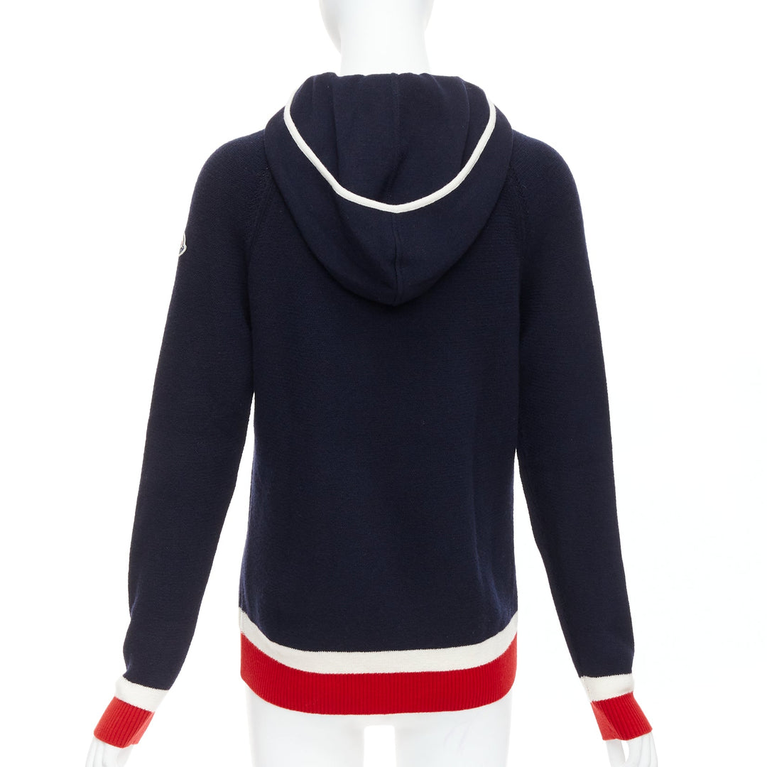 MONCLER 2017 red navy white wool argyle turtleneck sweater top XS