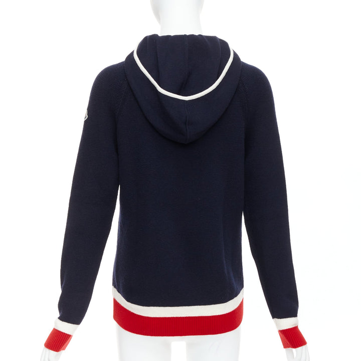 MONCLER 2017 red navy white wool argyle turtleneck sweater top XS