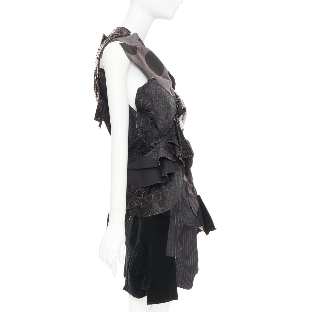 rare COMME DES GARCONS 2009 Runway black patchwork mini skirt