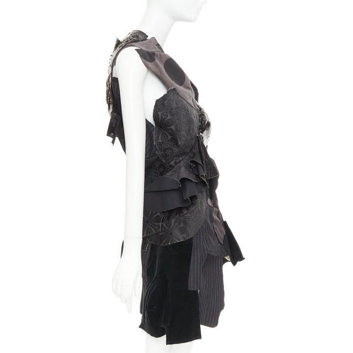 rare COMME DES GARCONS 2009 Runway black patchwork mini skirt