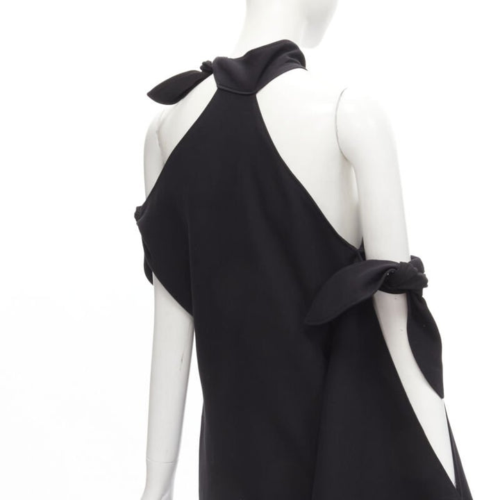 ROSIE ASSOULIN 2015 Runway black cold shoulder high slit halter gown dress US2 S