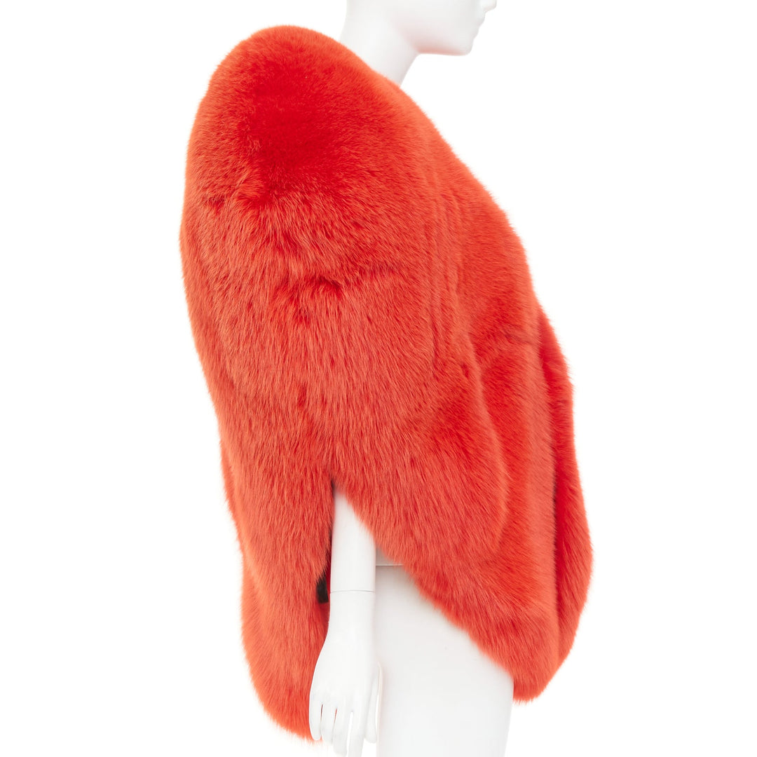 rare SAINT LAURENT 2016 Runway red fox fur heart shaped cape coat Rihanna