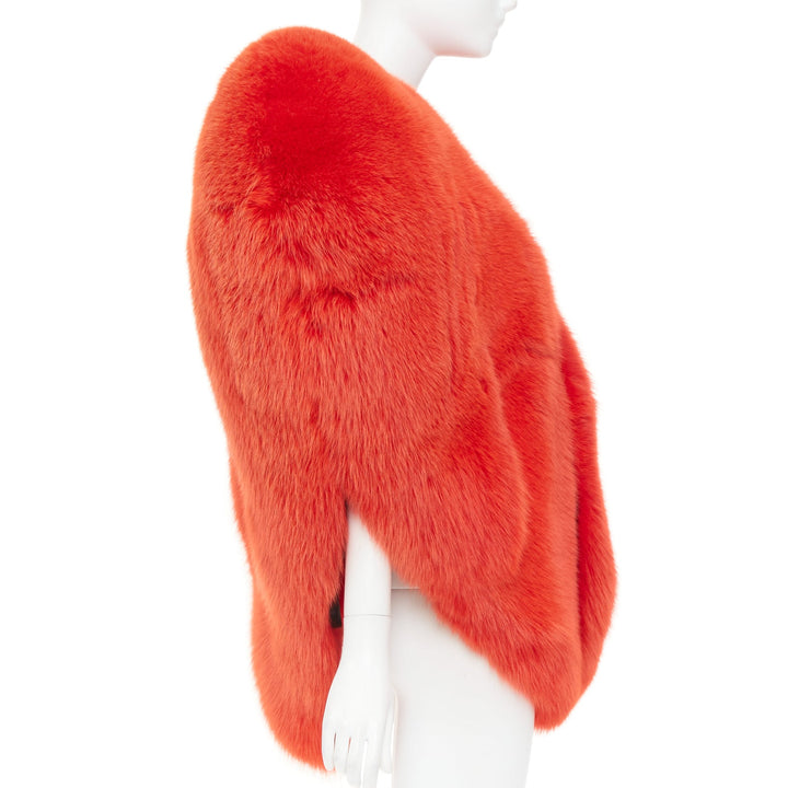 rare SAINT LAURENT 2016 Runway red fox fur heart shaped cape coat Rihanna