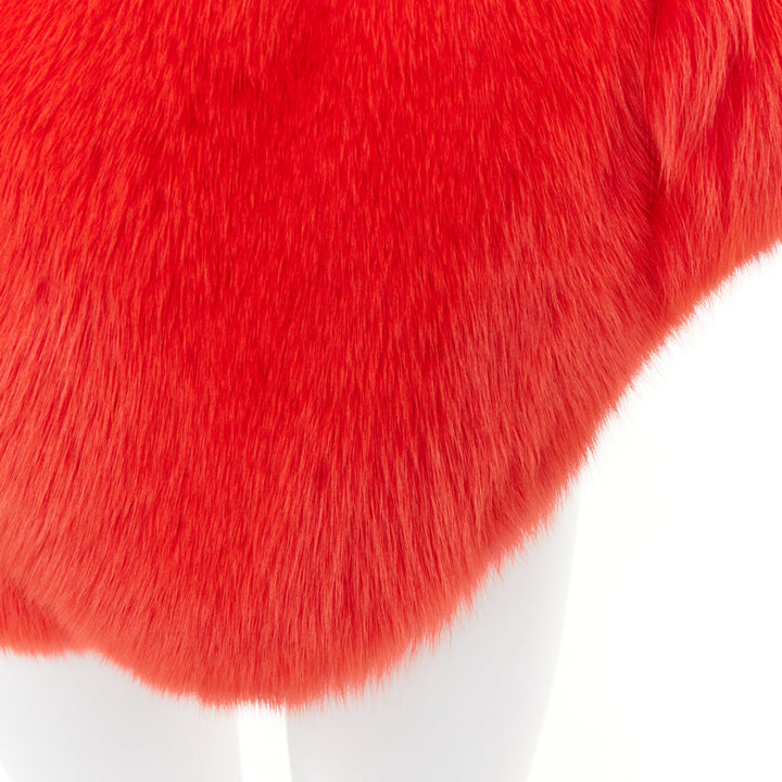 rare SAINT LAURENT 2016 Runway red fox fur heart shaped cape coat Rihanna