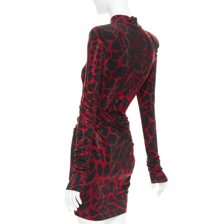 ALEXANDRE VAUTHIER red black Giraffe crystal strass encrusted jersey mini dress