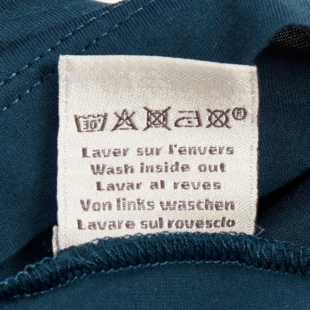 HERMES dark teal blue horse bit print cotton crew neck tshirt