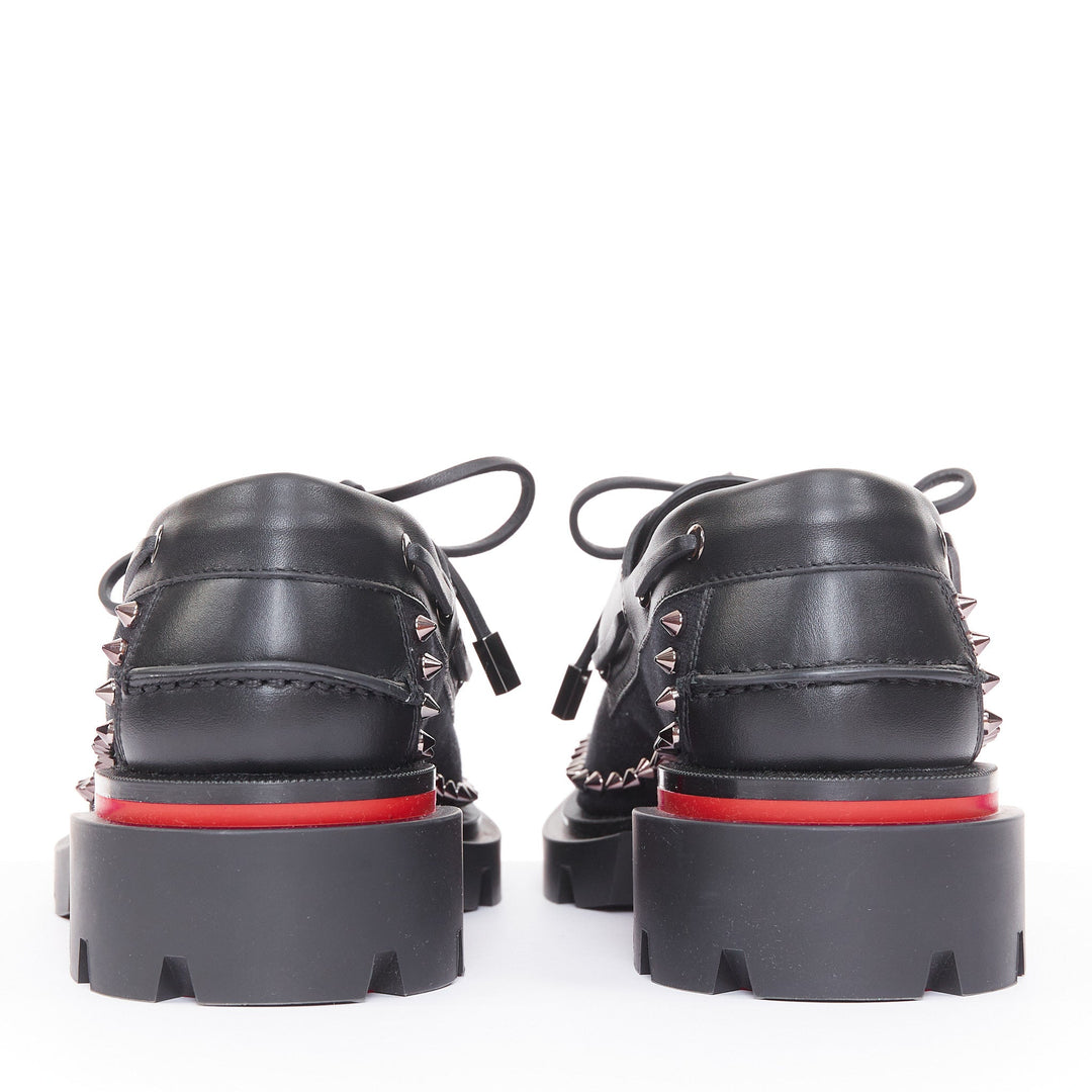 CHRISTIAN LOUBOUTIN Our Steckel black canvas calf leather spike derby EU43 US10