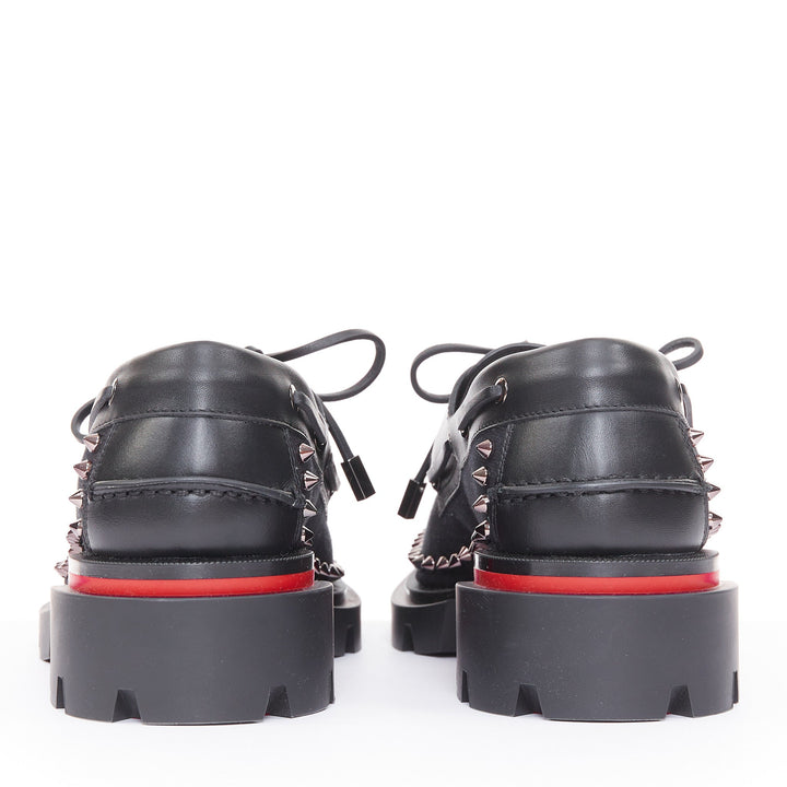 CHRISTIAN LOUBOUTIN Our Steckel black canvas calf leather spike derby EU43 US10