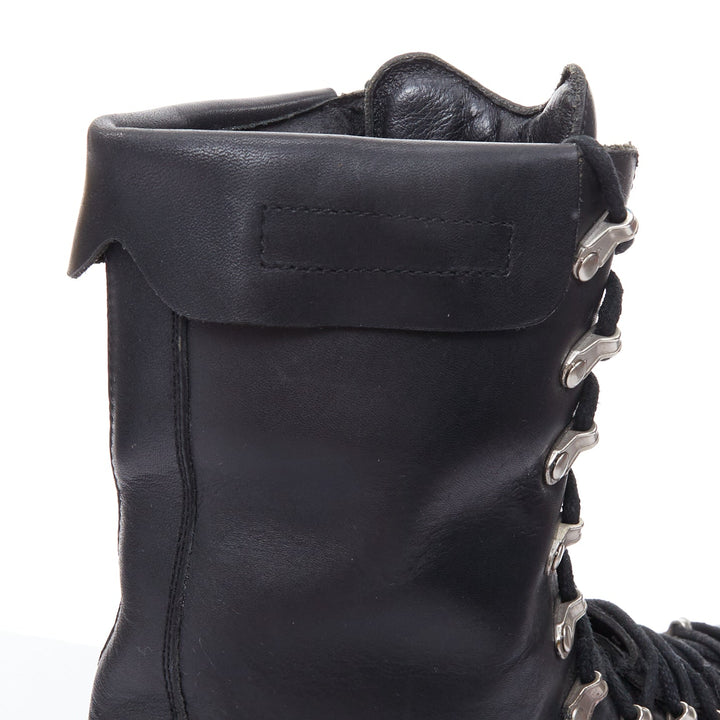 rare YOHJI YAMAMOTO black leather silver eyelet combat hiker boots JP3 EU41