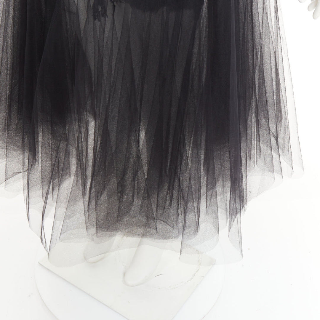 UNRAVEL PROJECT Ben Taverniti black denim tulle layered midi tutu skirt 25"