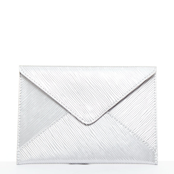 LOUIS VUITTON Kirigami Epi Invitation Envelope Clutch silver metallic flap bag