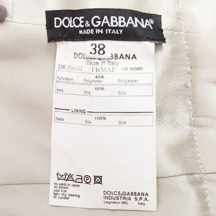 DOLCE GABBANA metallic gold silver check jacquard gold chain belt dress IT38 XS