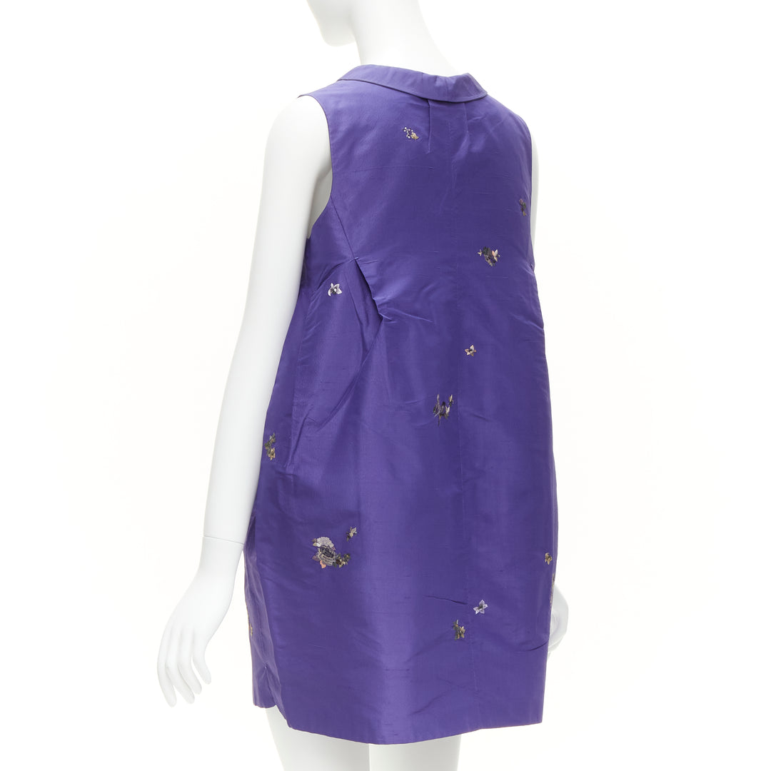 Female mannequin wearing Shiatzy Chen Purple Silk Women Vests in Size IT44 | Available at JHROP