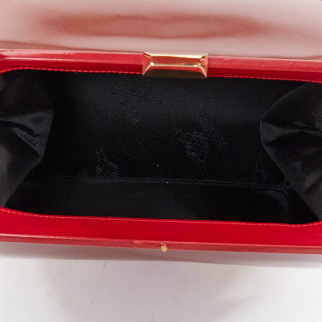 rare MOSCHINO 1990s Vintage burgundy Maison Moschino novelty House leather bag