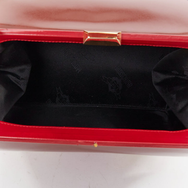 rare MOSCHINO 1990s Vintage burgundy Maison Moschino novelty House leather bag