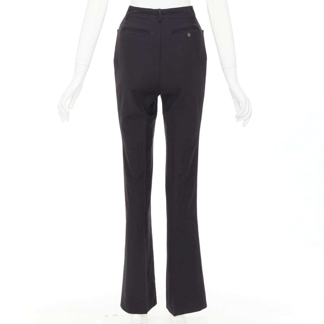 GUCCI Tom Ford black wooly curved pocket high waist flare trousers IT38 XS