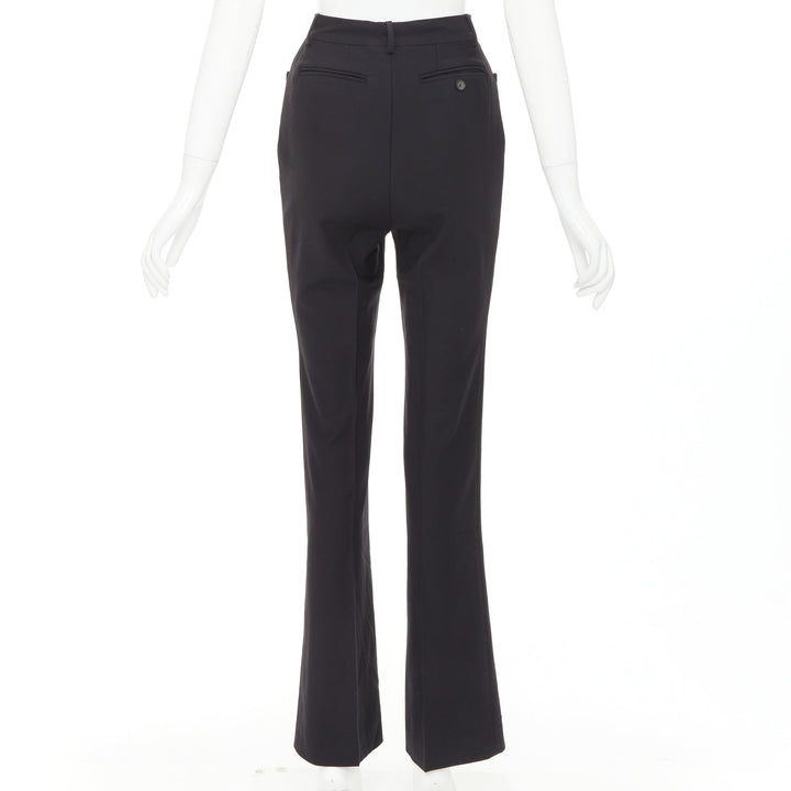 GUCCI Tom Ford black wooly curved pocket high waist flare trousers IT38 XS