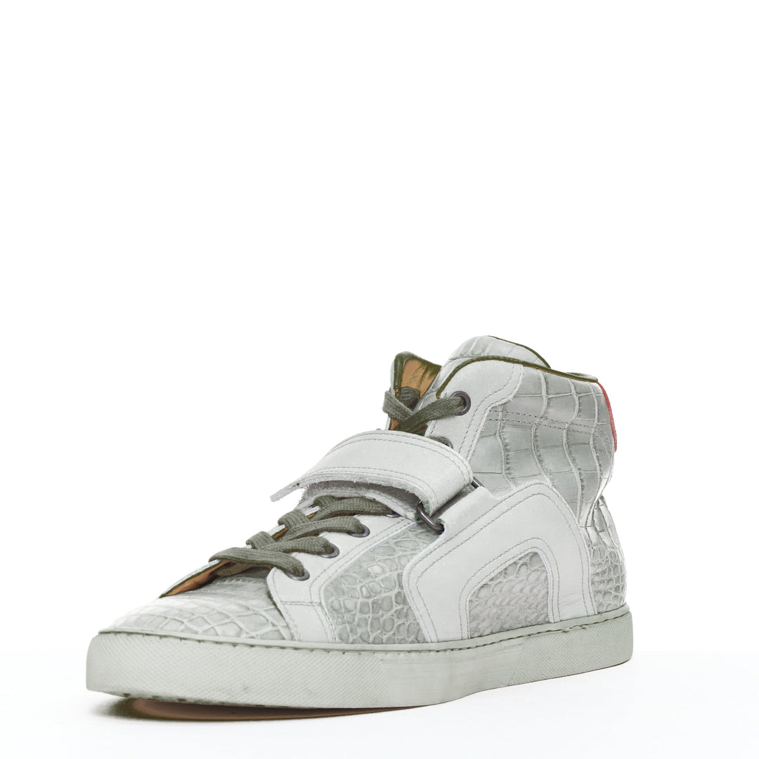 HERMES grey croc leather colorblock high top sneaker EU41.5 Kanye West