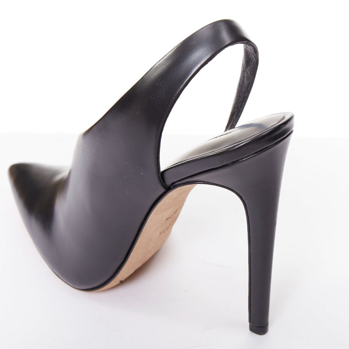 ALEXANDER WANG Edie black smooth leather half dorsay slingback booties EU38.5