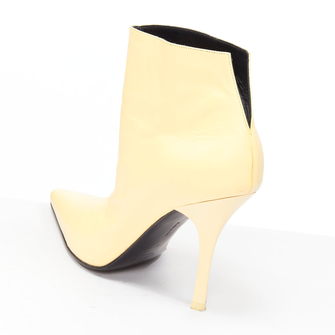 OLD CELINE Phoebe Philo nude leather pointed toe high heel ankle boots EU38