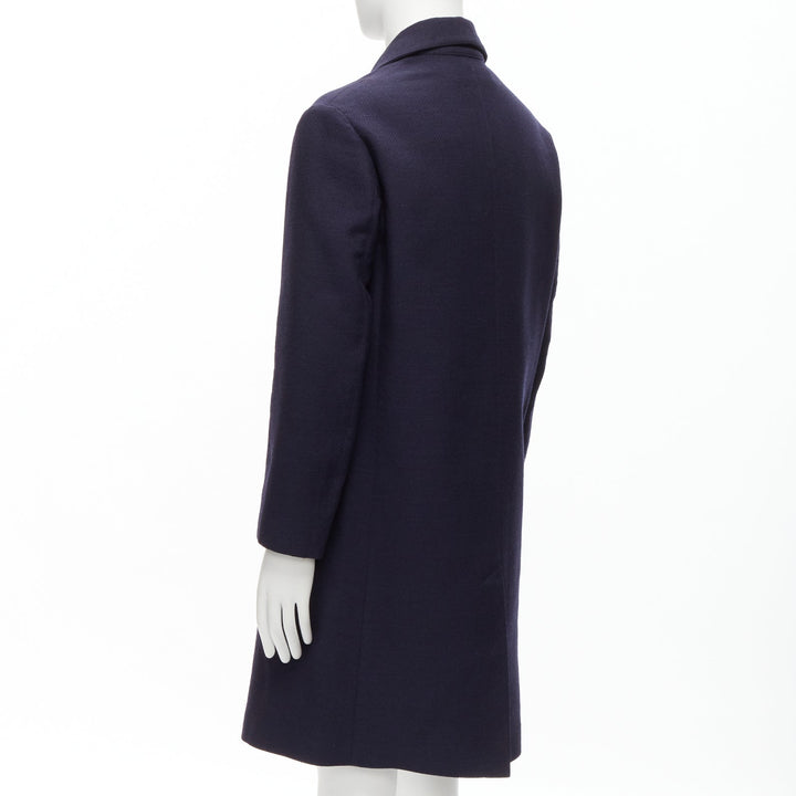 MARNI 100% wool navy blue minimal invisible button longline coat IT48 M