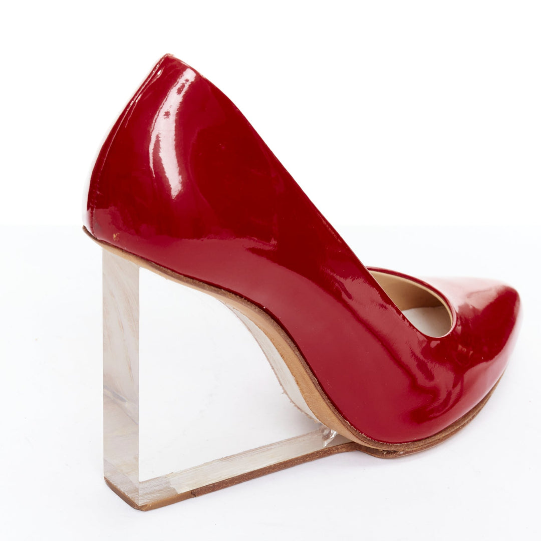 MAISON MARGIELA H&M Invisible red patent leather perspex clear heel pumps EU37