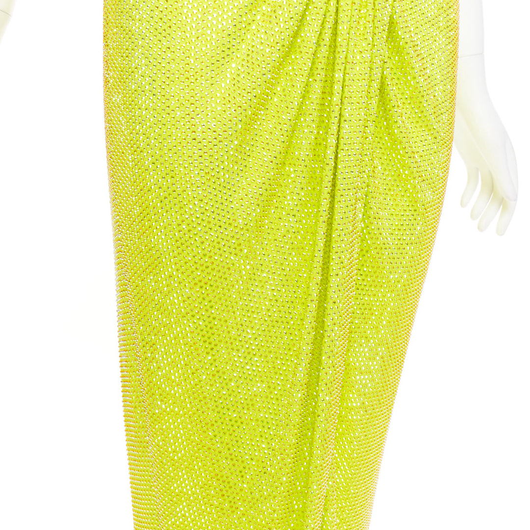 rare ALEXANDRE VAUTHIER COUTURE AW2023 strass crystal neon yellow cut out gown