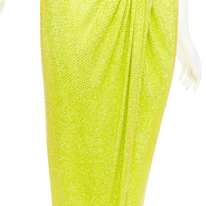 rare ALEXANDRE VAUTHIER COUTURE AW2023 strass crystal neon yellow cut out gown