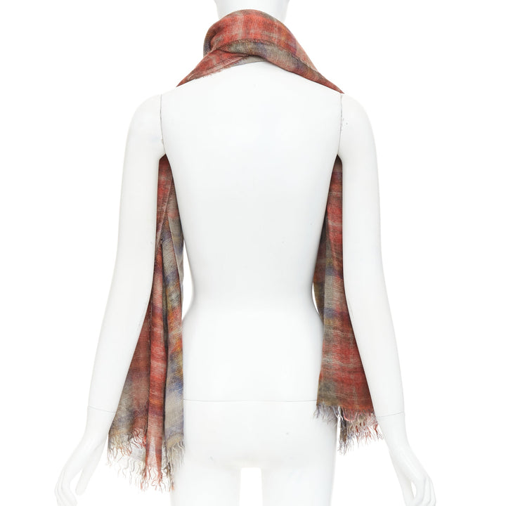 CHANEL 2013 Paris-Edinburg Metiers d'Art red tartan mohair fringed scarf