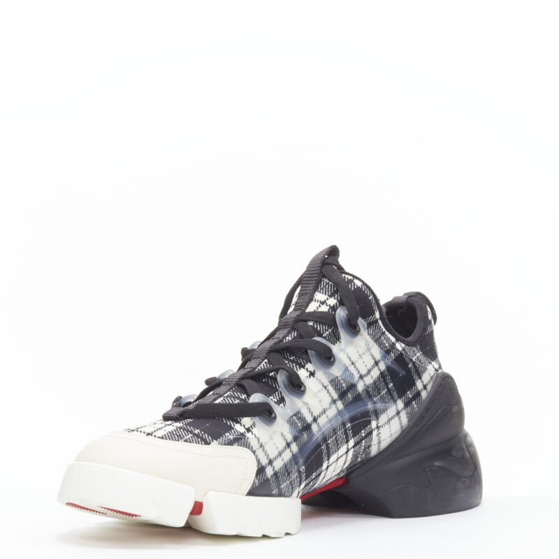 CHRISTIAN DIOR D Connect black white check chunky sole sneaker EU38 US8