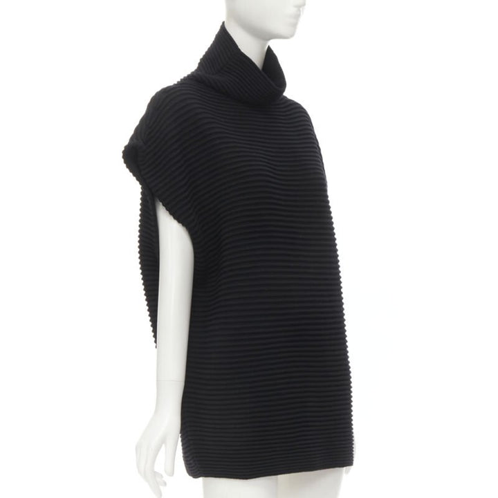 VVB VICTORIA BECKHAM 100% wool black ribbed cap sleeve popover sweater US2 S