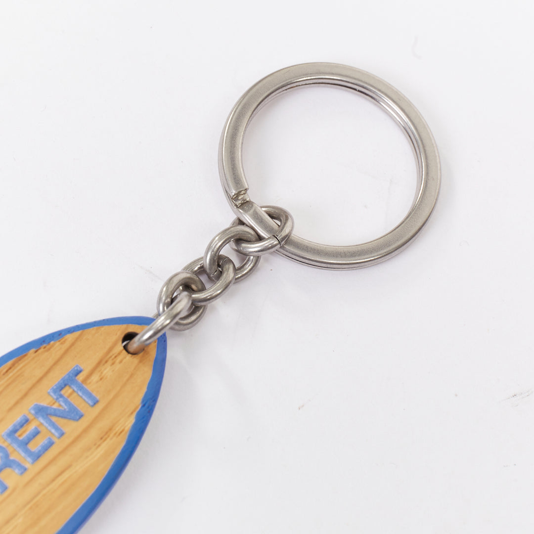 SAINT LAURENT 2022 Surf Keyring surfboard light brown oak wood blue bag charm