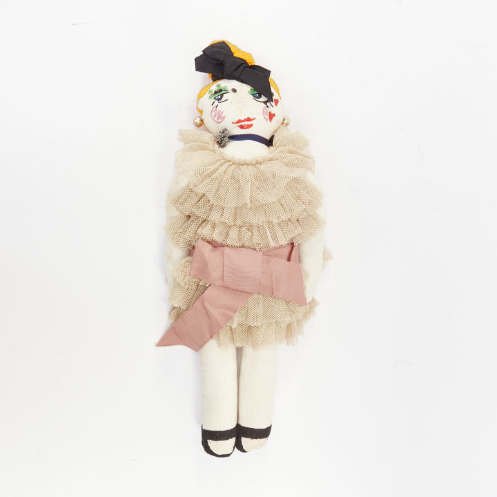 LANVIN 2011 Alber Elbaz Dessine l'Espoir beige mesh ruffle dress fabric doll