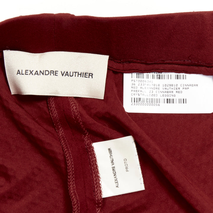 ALEXANDRE VAUTHIER AW2023 Runway Cinnabar red strass crystal legging pants