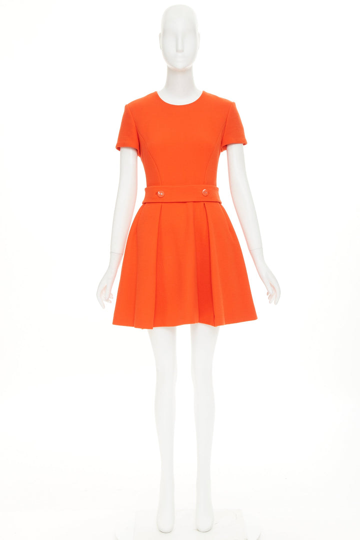CHRISTIAN DIOR 2015 structured tangerine orange wool crepe dress FR38 M