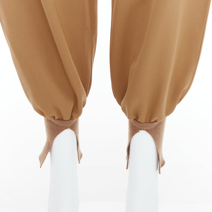 STELLA MCCARTNEY camel ribbed hem balloon tapered pants IT36 XXS